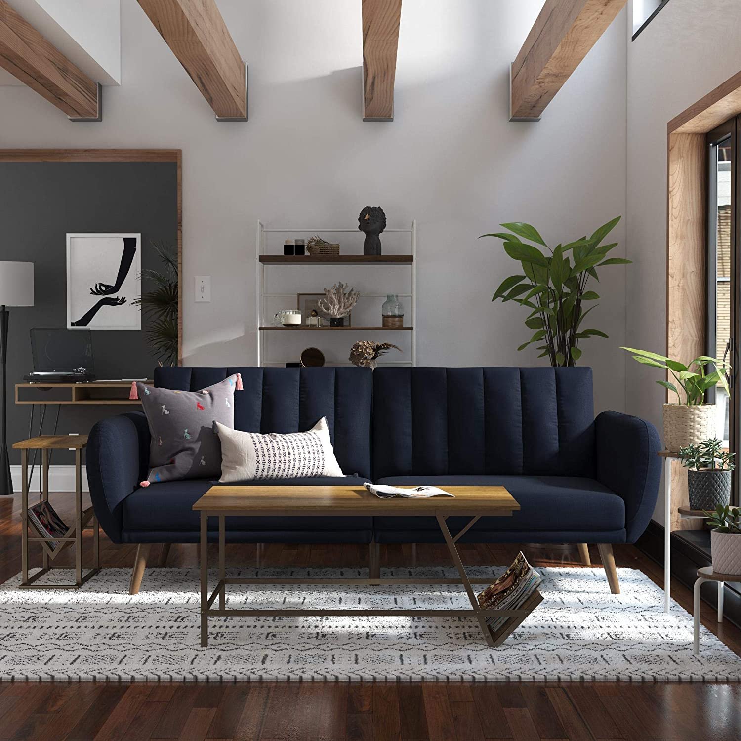 Novogratz Brittany Sofa Futon - Navy Linen