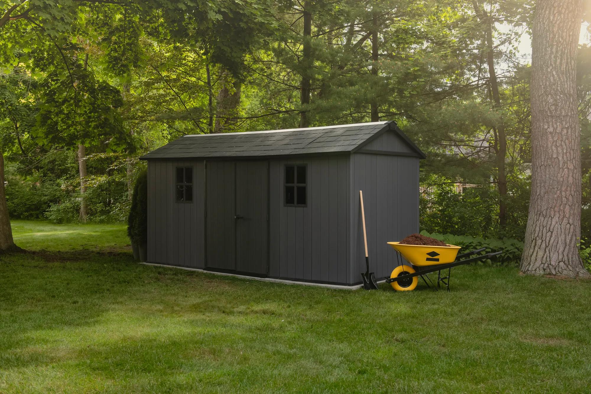 Newton Plus 7.5x15 Gartenhaus - 230x476x246cm - Grau