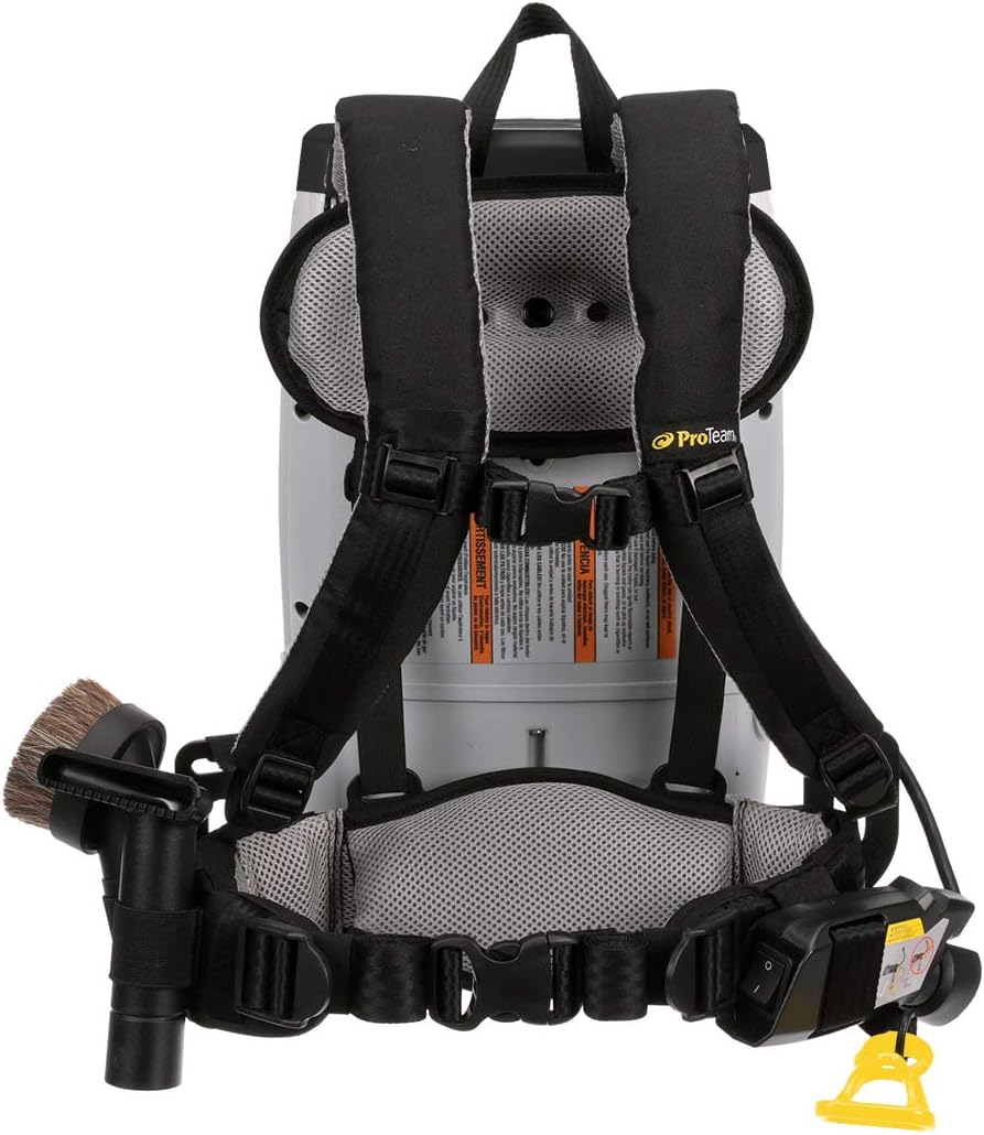 Proteam Backpack Vacuums. ProVac FS 6 Commercial Backpack Vacuum with HEPA Media Filtration and Restaurant Tool Kit. 6 Quart. Corded