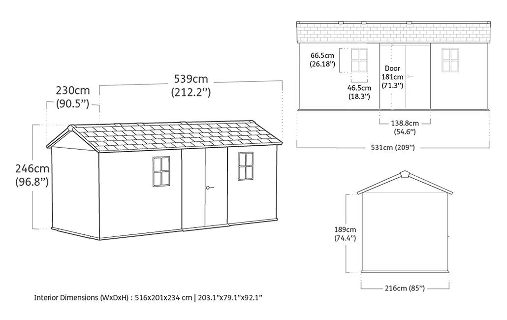 Newton Plus 17x7.5 Gartenhaus - 539x230x246cm