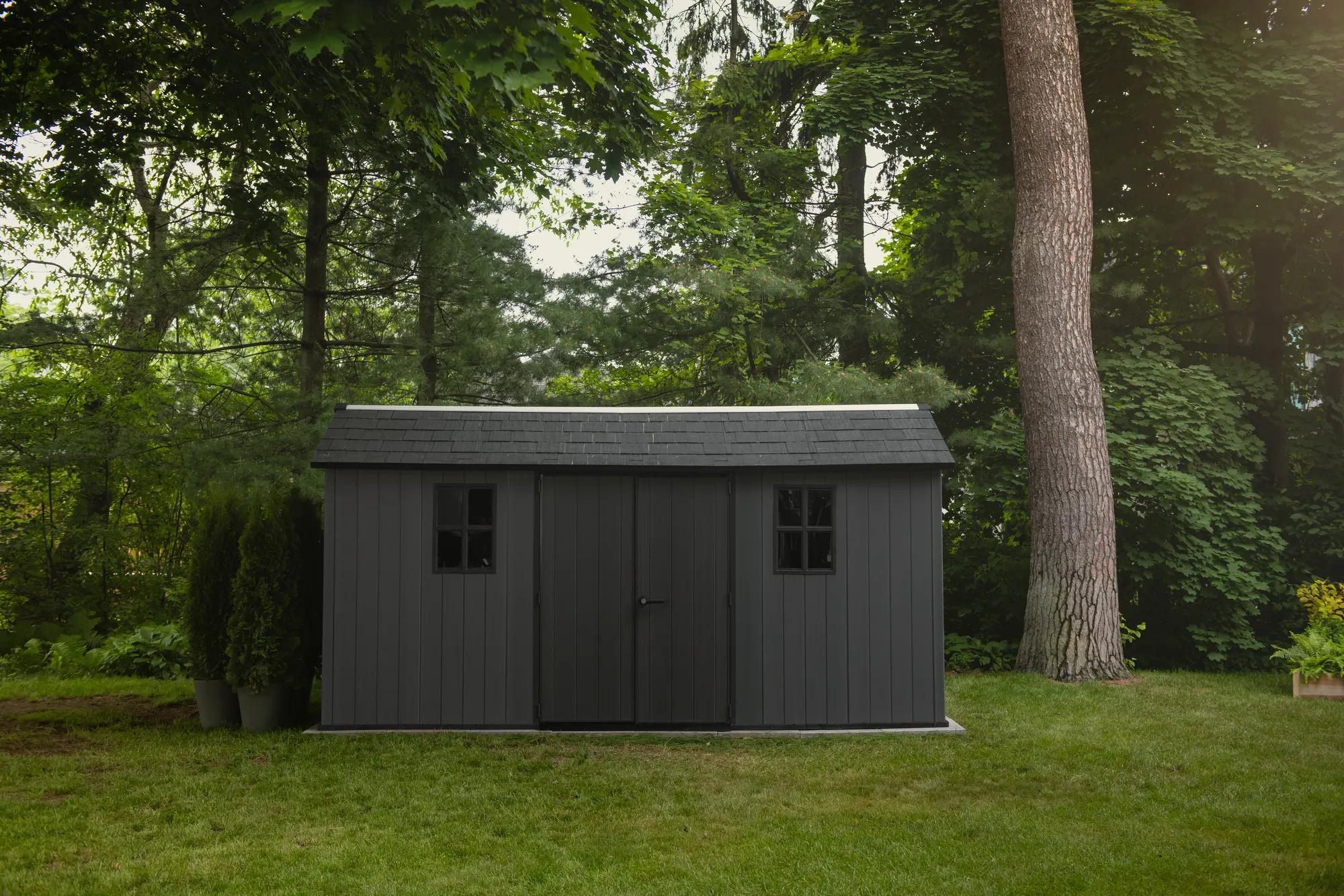 Newton Plus 7.5x15 Gartenhaus - 230x476x246cm - Grau