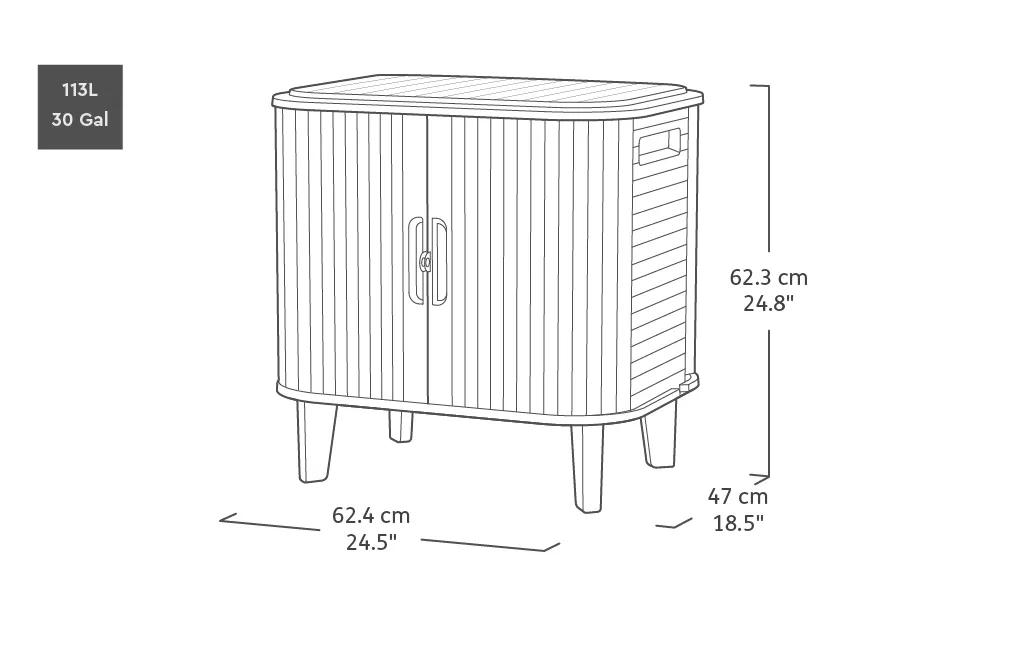 Velo Aufbewahrungsschrank 121 L – 62,4 × 47 × 48 cm - Graphit