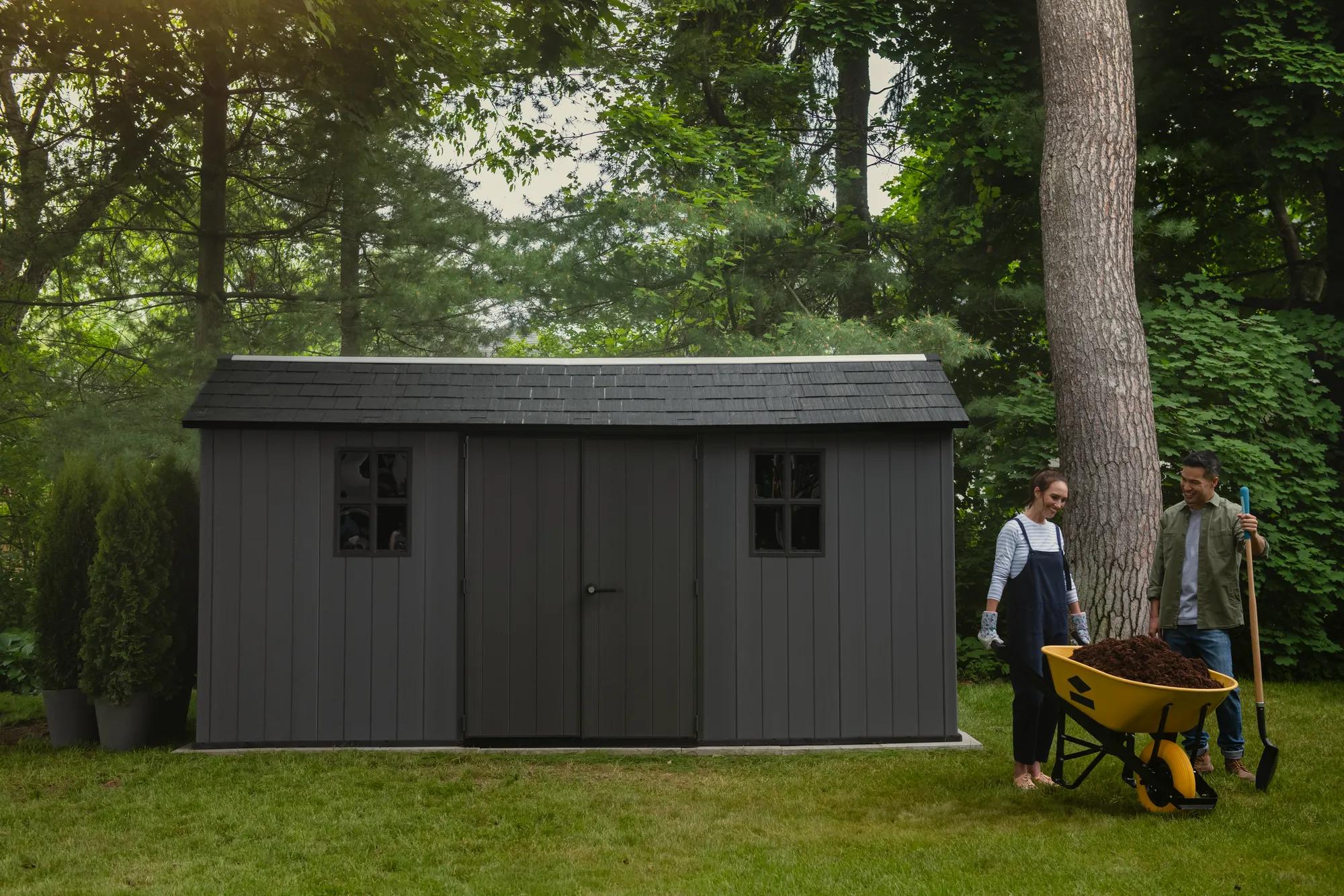 Newton Plus 7.5x15 Gartenhaus - 230x476x246cm - Grau