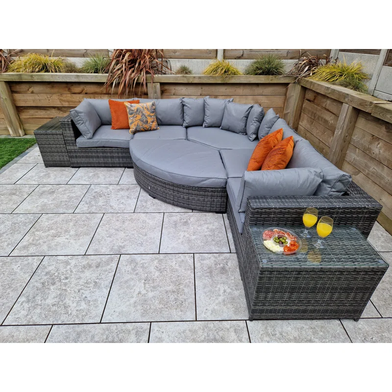Berniss Wicker 8 - Person Garden Lounge Set with Cushions