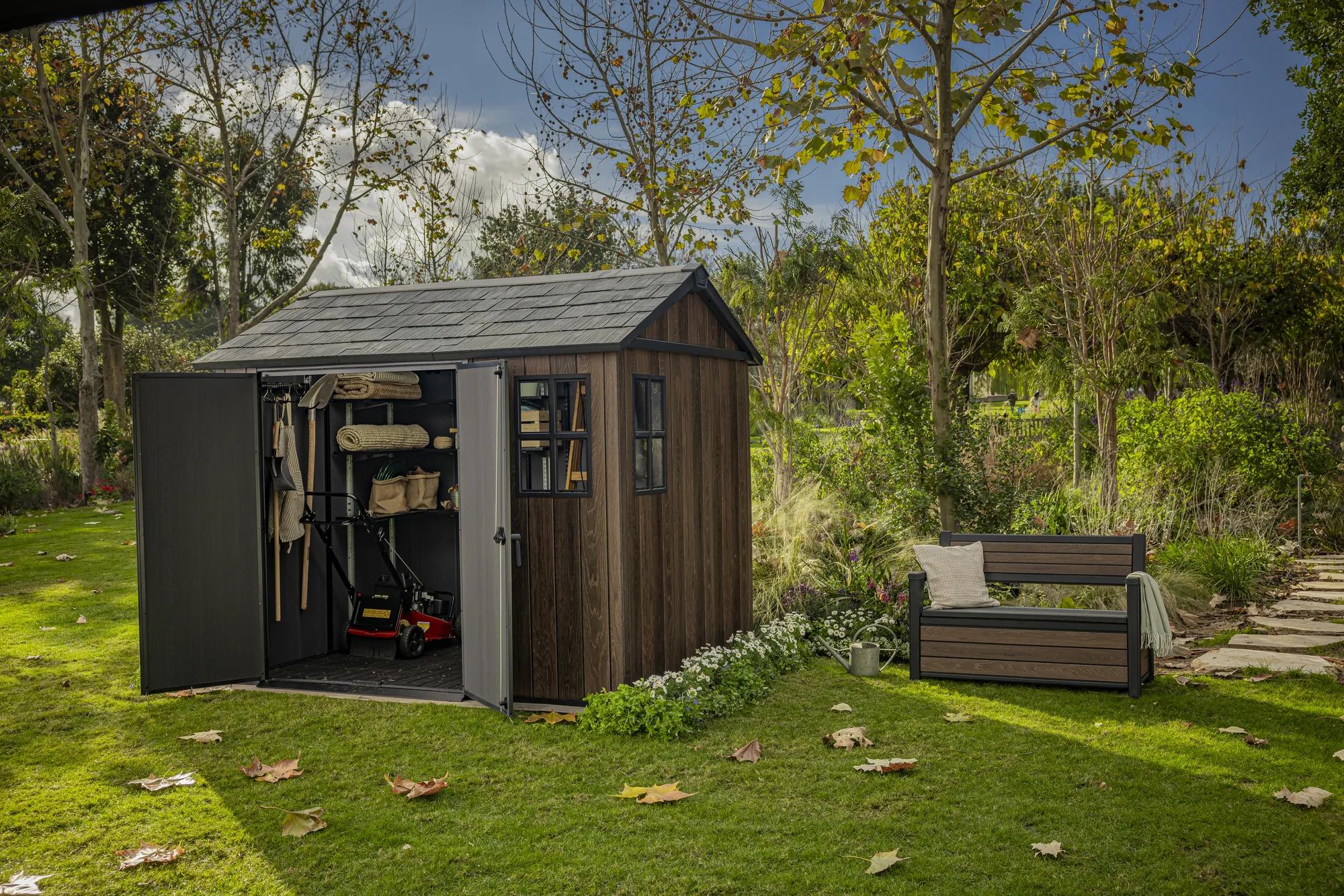 Apex 7.5x9 Gartenhaus - 230x287x246cm - Walnuss