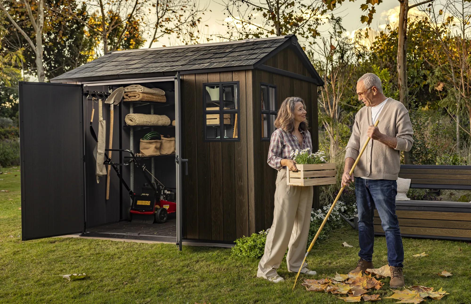 Apex 7.5x9 Gartenhaus - 230x287x246cm - Walnuss