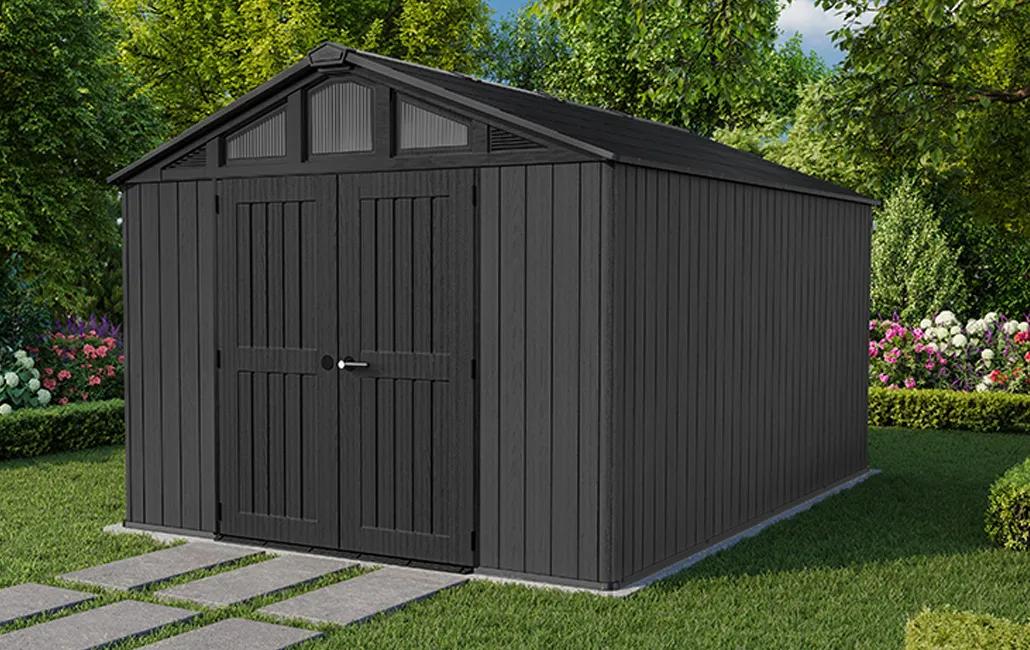 Stronghold 10x15 Gartenhaus - 305x453x251cm - Grau