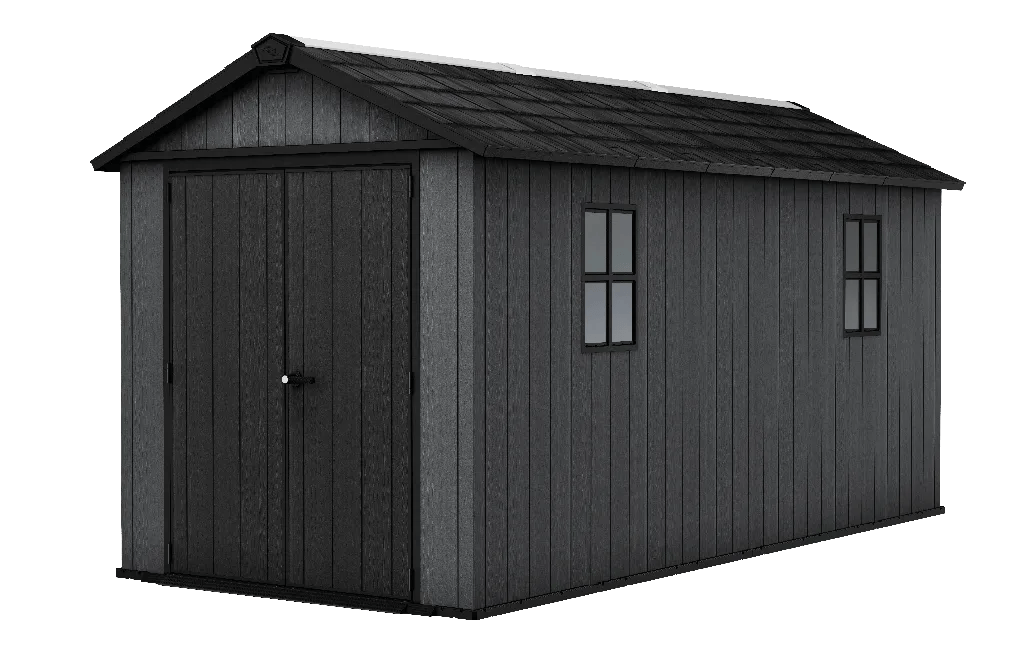 Newton Plus 7.5x15 Gartenhaus - 230x476x246cm - Grau