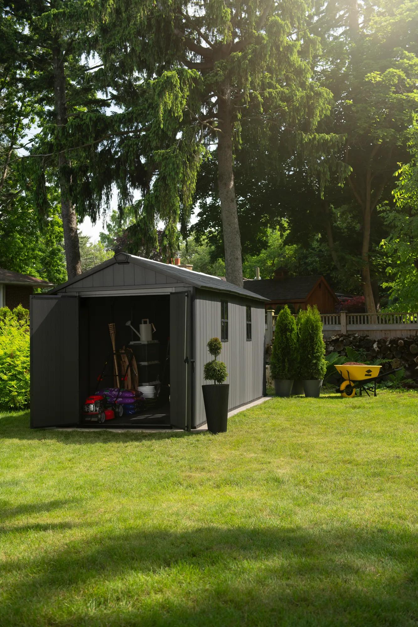 Newton Plus 7.5x15 Gartenhaus - 230x476x246cm - Grau