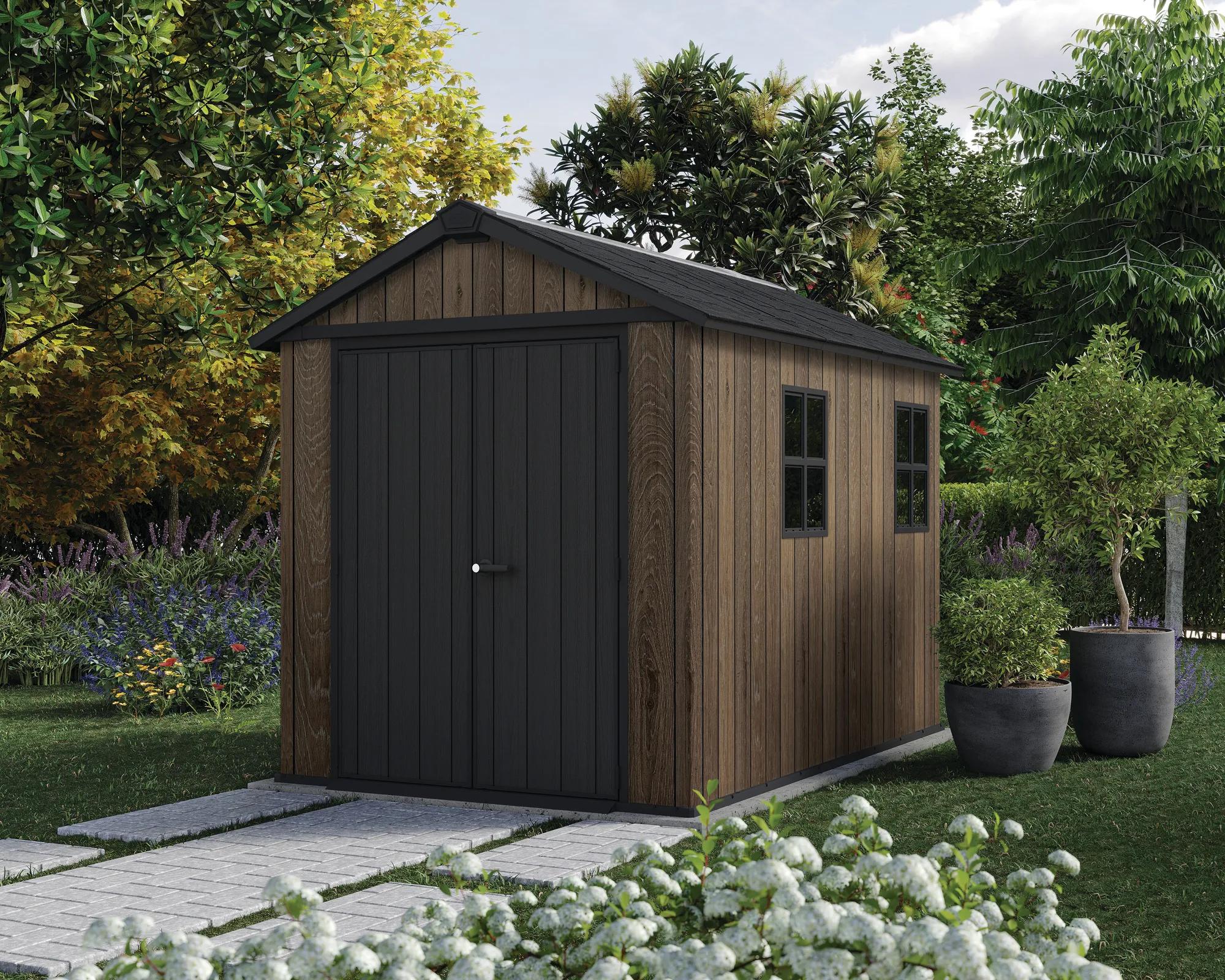 Apex 7.5x9 Gartenhaus - 230x287x246cm - Walnuss