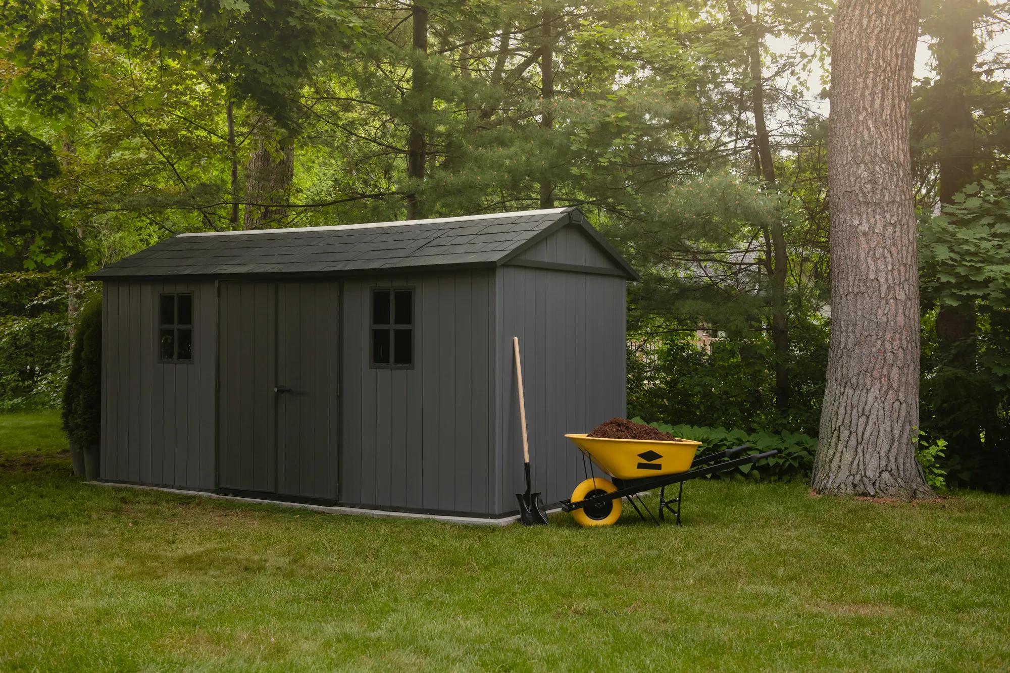 Newton Plus 7.5x15 Gartenhaus - 230x476x246cm - Grau