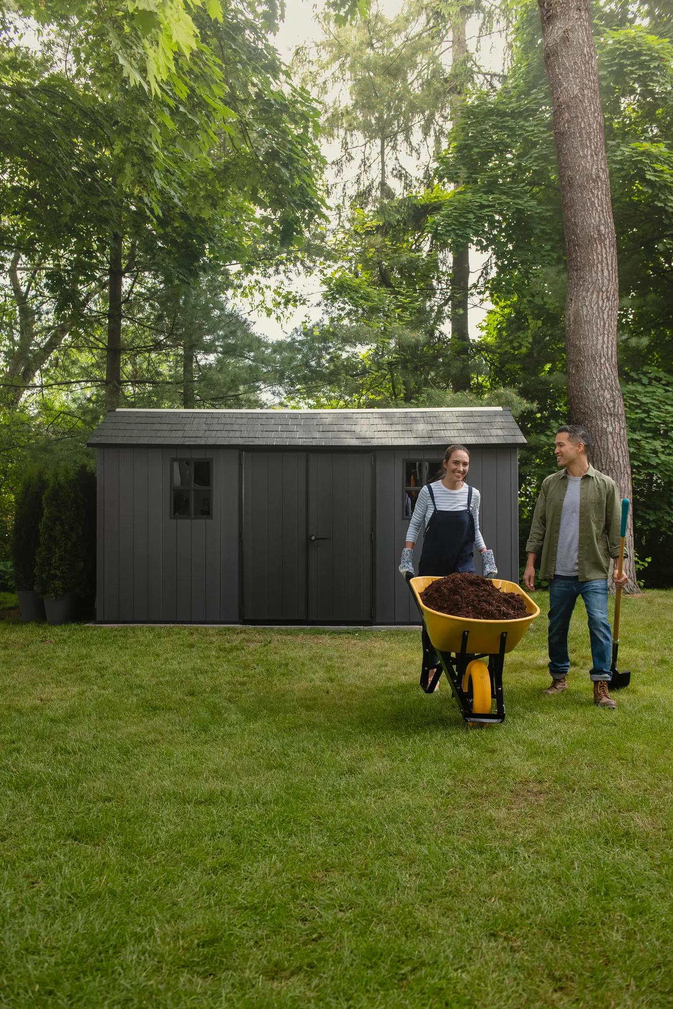 Newton Plus 7.5x15 Gartenhaus - 230x476x246cm - Grau