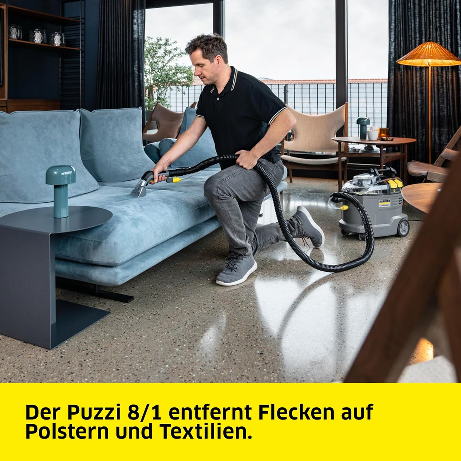 Kärcher Waschsauger Puzzi 8/1, leistungsstark, für die Reinigung von Polstern, Fleckentfernung auf textilen Flächen, inkl. ergonomischer, kurzer Polsterdüse