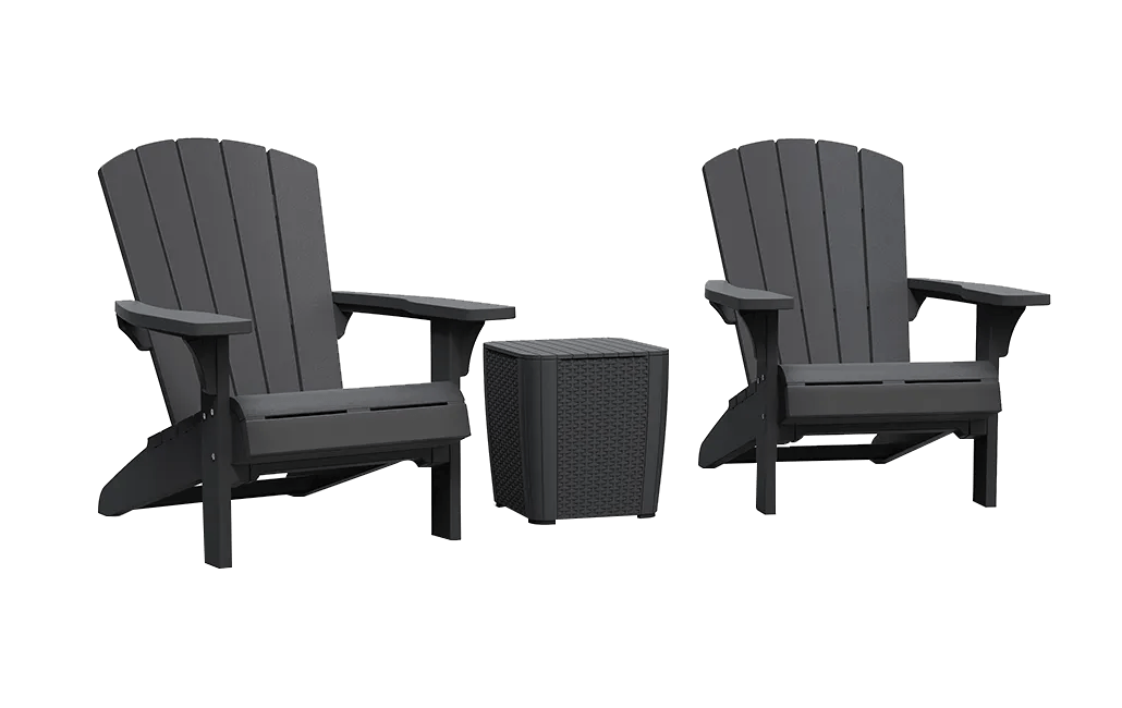 Troy Adirondack Stühle mit Luzon Tisch – 81x80x96,5 cm - Grau