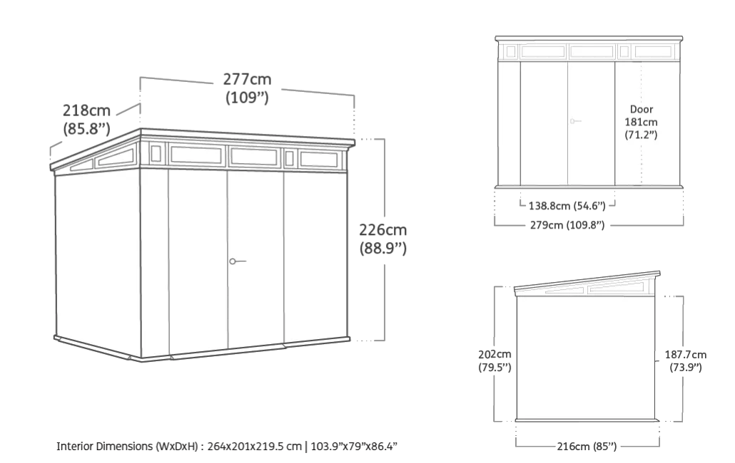 Signature 9x7 Gartenhaus - 279x218x226 cm - Palisander