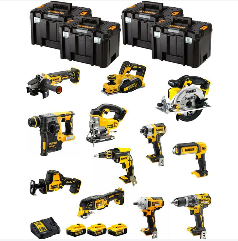 DeWALT Kit DWK1200T (DCD796+DCH273+DCG405+DCF887+DCF894+DCS331+DCS391+ DCS355+DCP580+DCS369+DCL050+DCF620+3x5.0Ah+DCB115)