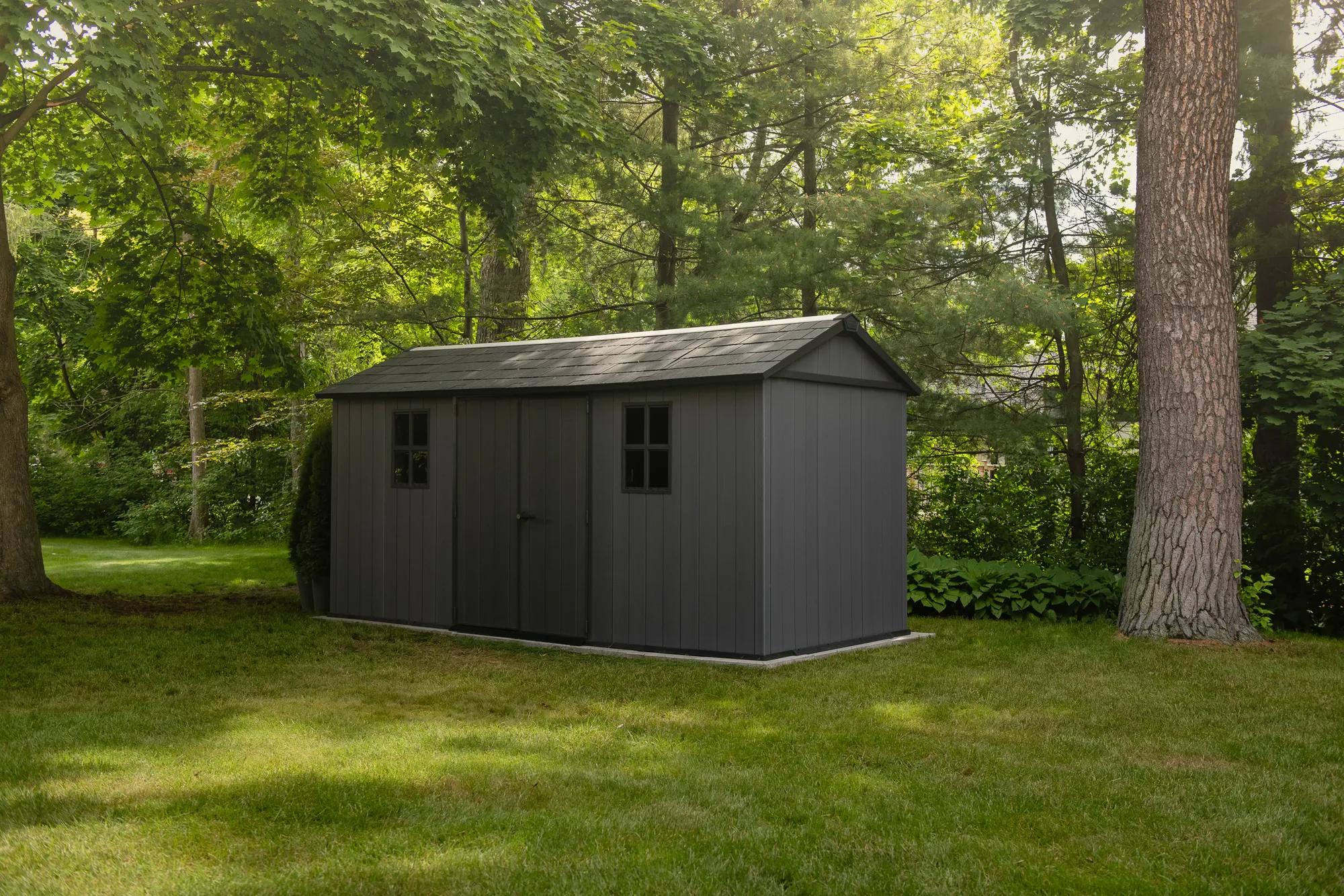 Newton Plus 7.5x15 Gartenhaus - 230x476x246cm - Grau