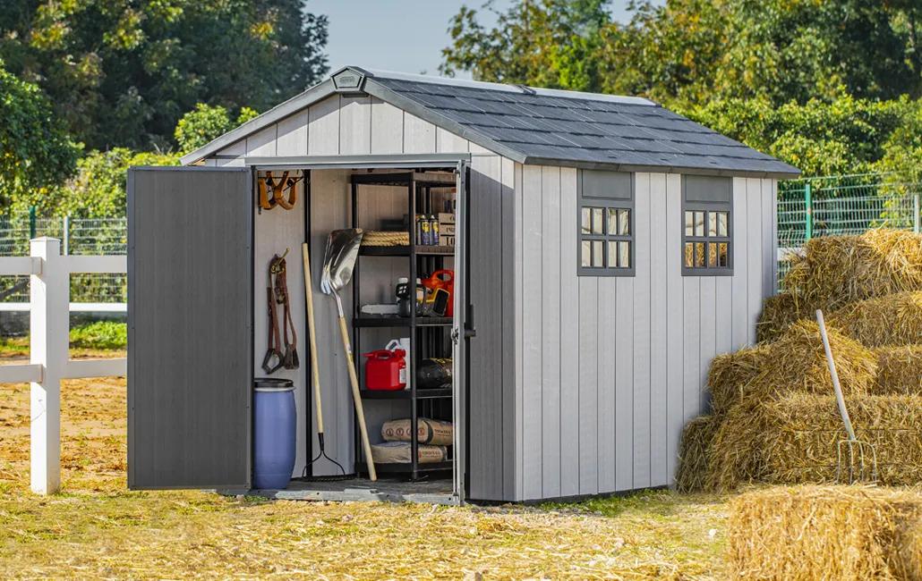 Oakland 7.5x11 Gartenhaus -  229x350x242cm - Graubraun